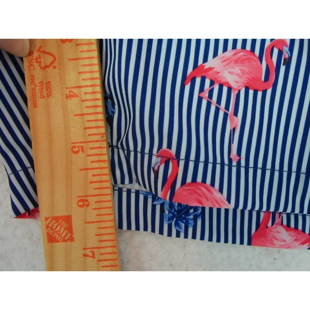 Rainforest‎ Men's Swim Trunks Size XL Flamingos Striped Lined Swimsuit Shorts